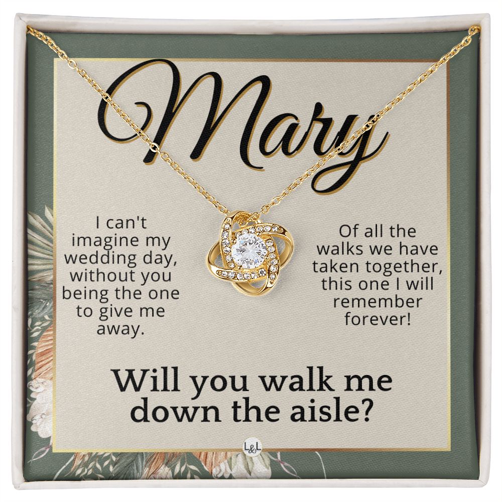 Will You Walk Me Down The Aisle - Custom Name Wedding Day Give Me Away Proposal From The Bride , Sage Green & Boho Wedding Theme - Jewelry - Personalized Gift