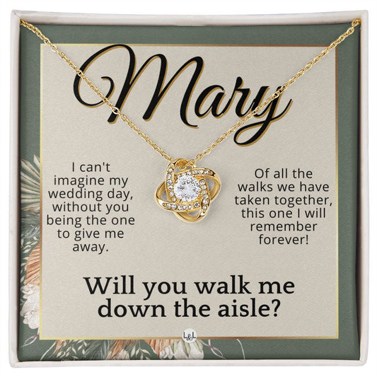 Will You Walk Me Down The Aisle - Custom Name Wedding Day Give Me Away Proposal From The Bride , Sage Green & Boho Wedding Theme - Jewelry - Personalized Gift