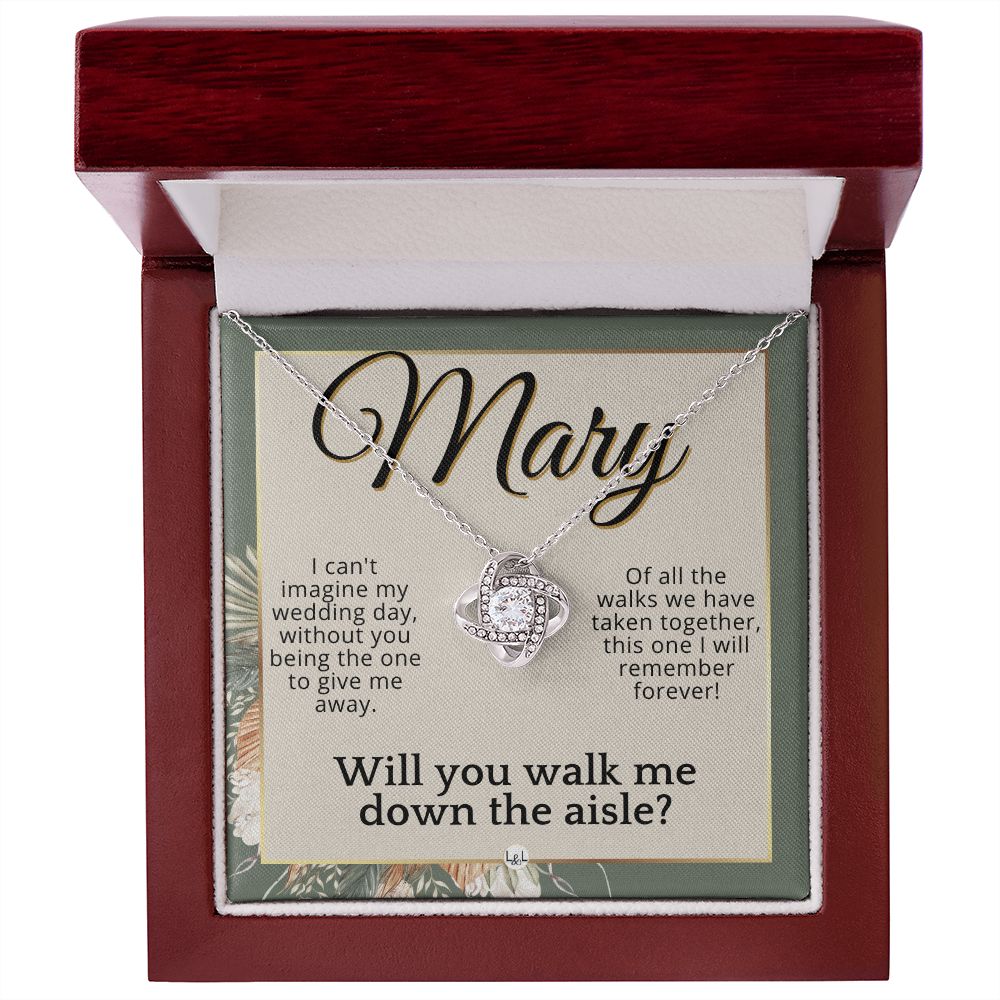 Will You Walk Me Down The Aisle - Custom Name Wedding Day Give Me Away Proposal From The Bride , Sage Green & Boho Wedding Theme - Jewelry - Personalized Gift