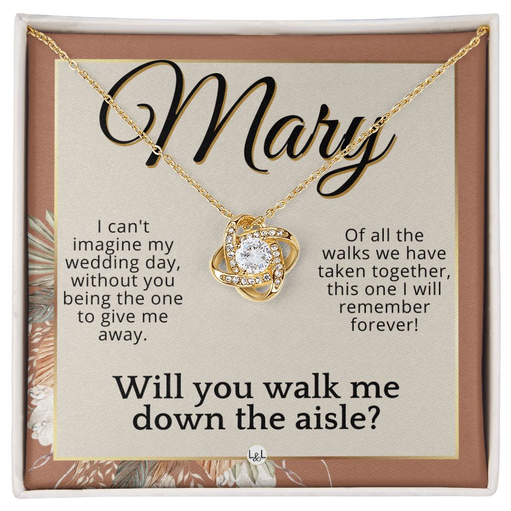 Will You Walk Me Down The Aisle - Custom Name Wedding Day Give Me Away Proposal From The Bride , Terracotta, Rust And Gold Wedding Theme - Jewelry - Personalized Gift