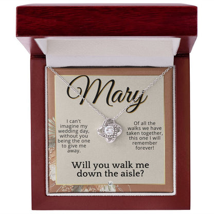 Will You Walk Me Down The Aisle - Custom Name Wedding Day Give Me Away Proposal From The Bride , Terracotta, Rust And Gold Wedding Theme - Jewelry - Personalized Gift