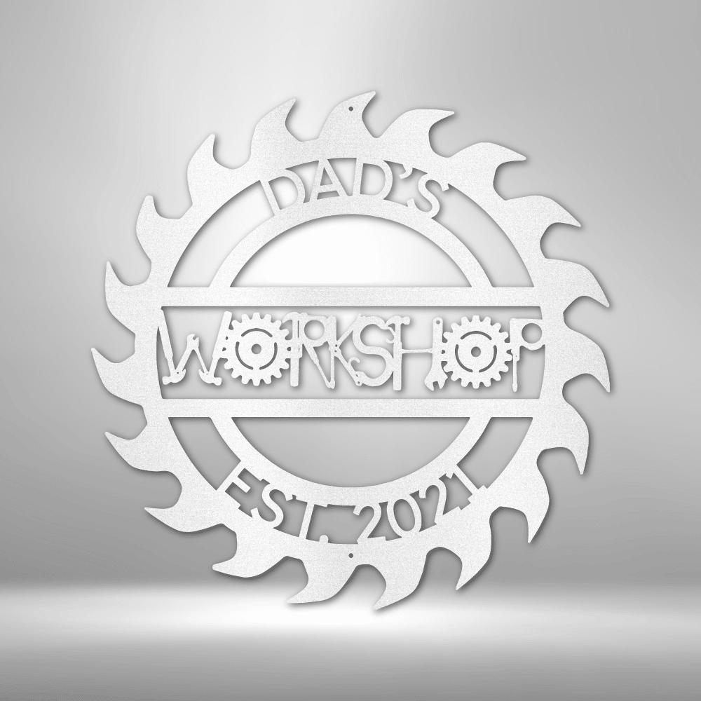 Workshop Sawblade | Personalized Garage Metal Sign - Metal Wall Art - Personalized Gift