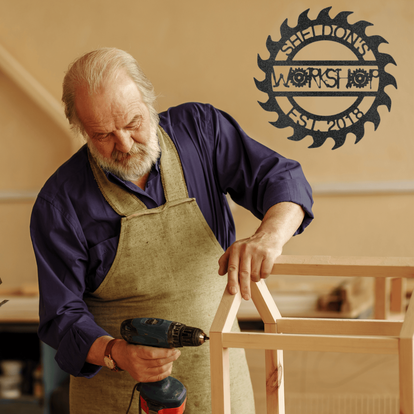 Workshop Sawblade | Personalized Garage Metal Sign - Metal Wall Art - Personalized Gift