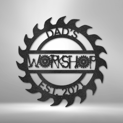 Workshop Sawblade | Personalized Garage Metal Sign - Metal Wall Art - Personalized Gift
