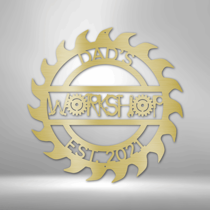 Workshop Sawblade | Personalized Garage Metal Sign - Metal Wall Art - Personalized Gift