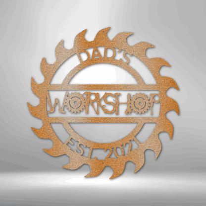 Workshop Sawblade | Personalized Garage Metal Sign - Metal Wall Art - Personalized Gift