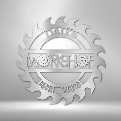 Workshop Sawblade | Personalized Garage Metal Sign - Metal Wall Art - Personalized Gift