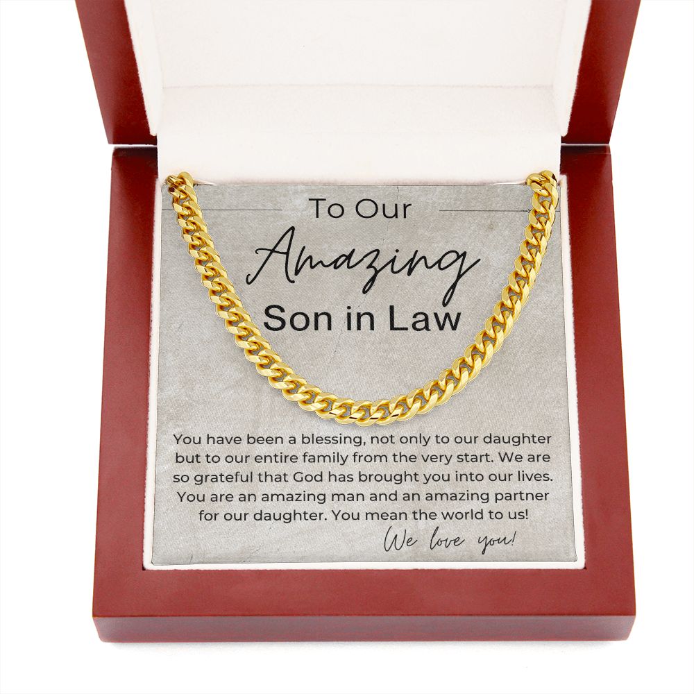 You are a Blessing to Our Entire Family - Gift for Our Son in Law - Linked Chain Necklace - Jewelry - Personalized Gift