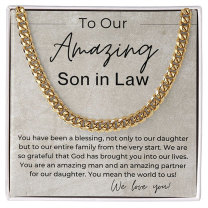 You are a Blessing to Our Entire Family - Gift for Our Son in Law - Linked Chain Necklace - Jewelry - Personalized Gift