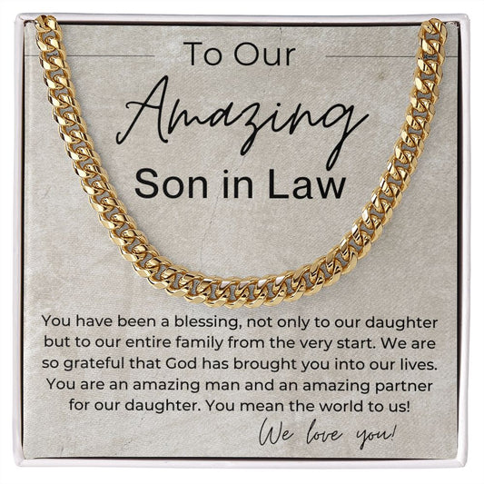 You are a Blessing to Our Entire Family - Gift for Our Son in Law - Linked Chain Necklace - Jewelry - Personalized Gift