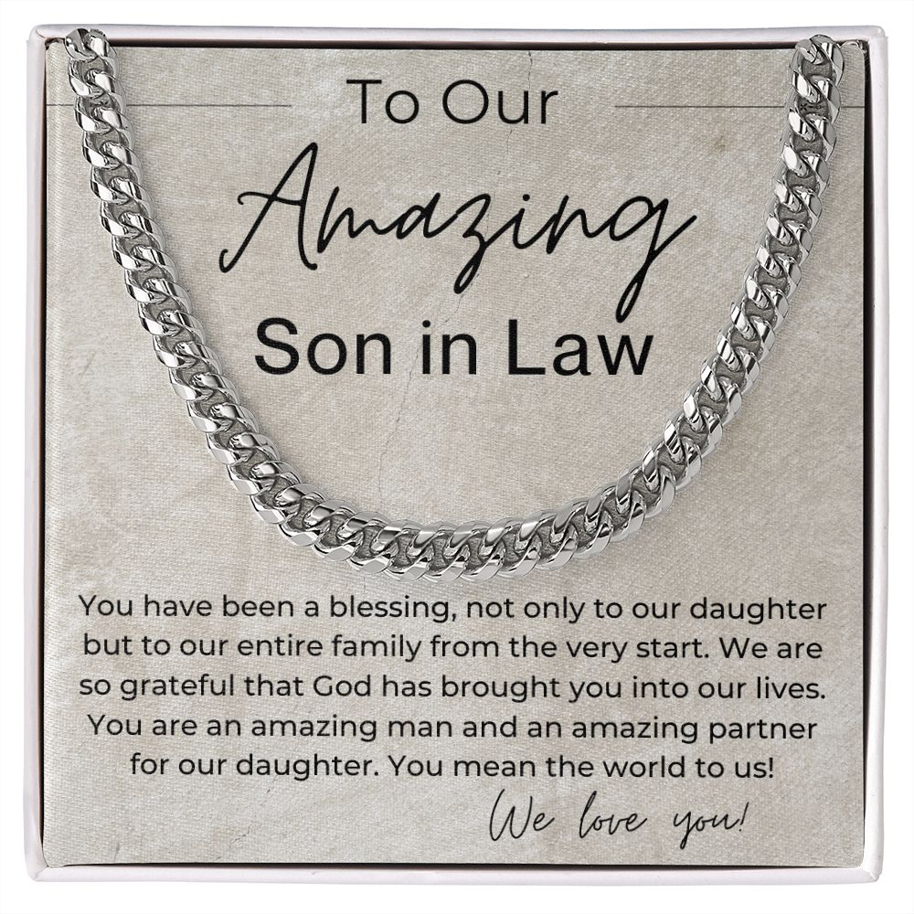 You are a Blessing to Our Entire Family - Gift for Our Son in Law - Linked Chain Necklace - Jewelry - Personalized Gift