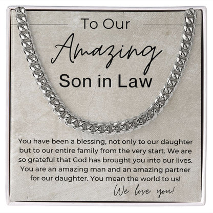 You are a Blessing to Our Entire Family - Gift for Our Son in Law - Linked Chain Necklace - Jewelry - Personalized Gift