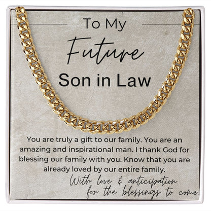 You Are Already Loved - Gift for Future Son in Law, the Groom to Be - Cuban Linked Chain Necklace - Jewelry - Personalized Gift