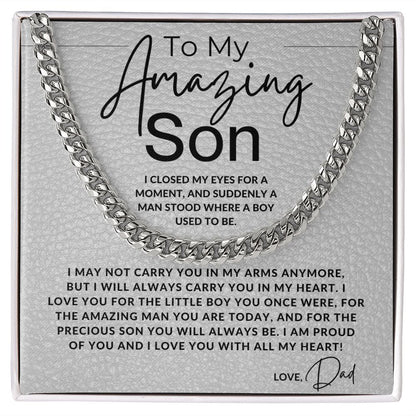 You Are An Amazing Man - To My Son (From Dad) - Dad to Son Gift - Christmas Gifts, Birthday Present, Graduation, Valentine's Day - Jewelry - Personalized Gift