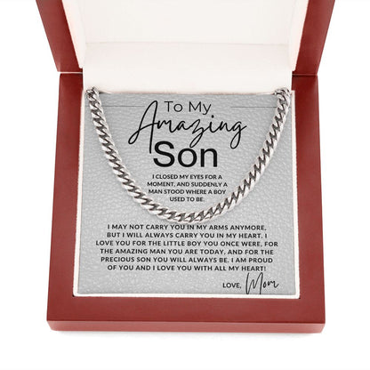 You Are An Amazing Man - To My Son (From Mom) - Mom to Son Gift - Christmas Gifts, Birthday Present, Graduation, Valentine's Day - Jewelry - Personalized Gift