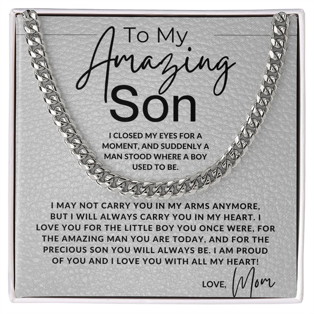 You Are An Amazing Man - To My Son (From Mom) - Mom to Son Gift - Christmas Gifts, Birthday Present, Graduation, Valentine's Day - Jewelry - Personalized Gift