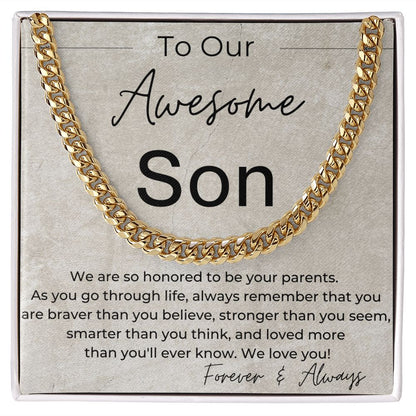 You Are Strong, Brave and Smart - A Gift for Our Son from Parents - Linked Chain Necklace - Jewelry - Personalized Gift