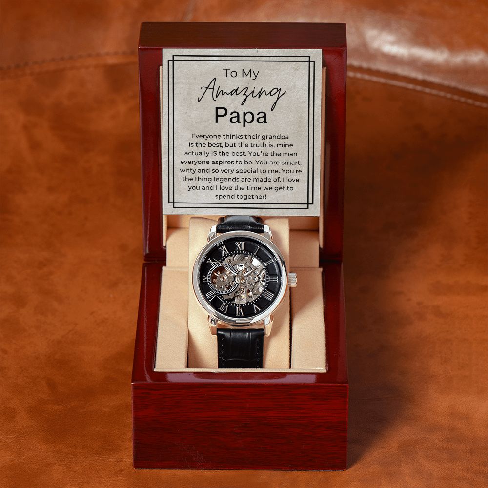 You Are The Thing Legends Are Made Of - Openwork Skeleton Watch + LED Watch Box - Gift for Papa - Jewelry - Personalized Gift