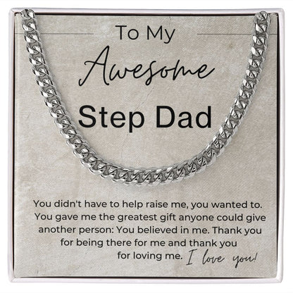 You Didnt Have To, You Wanted To - Gift for Step Dad - Cuban Linked Chain Necklace - Jewelry - Personalized Gift