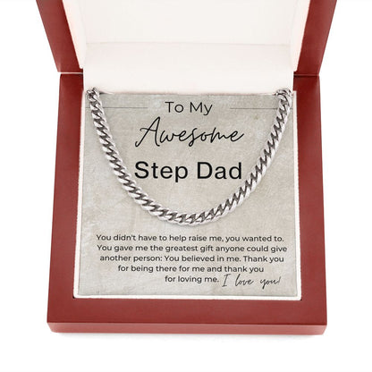 You Didnt Have To, You Wanted To - Gift for Step Dad - Cuban Linked Chain Necklace - Jewelry - Personalized Gift