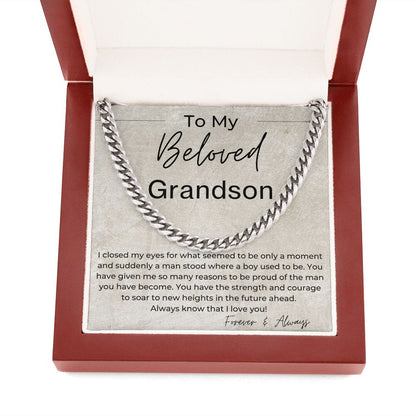 You Have The Strength And Courage To Soar - Gift for My Grandson - Cuban Linked Chain Necklace - Jewelry - Personalized Gift