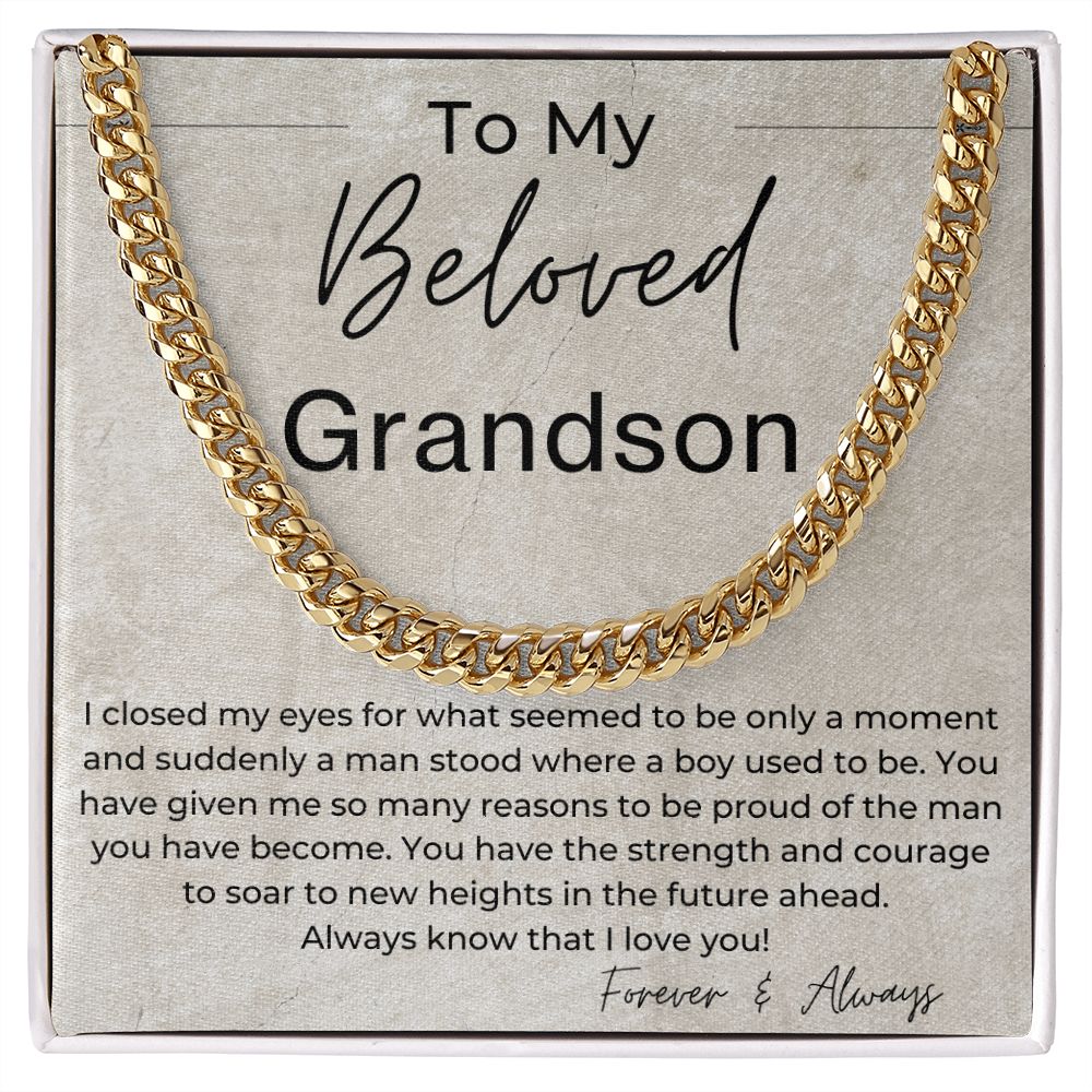 You Have The Strength And Courage To Soar - Gift for My Grandson - Cuban Linked Chain Necklace - Jewelry - Personalized Gift