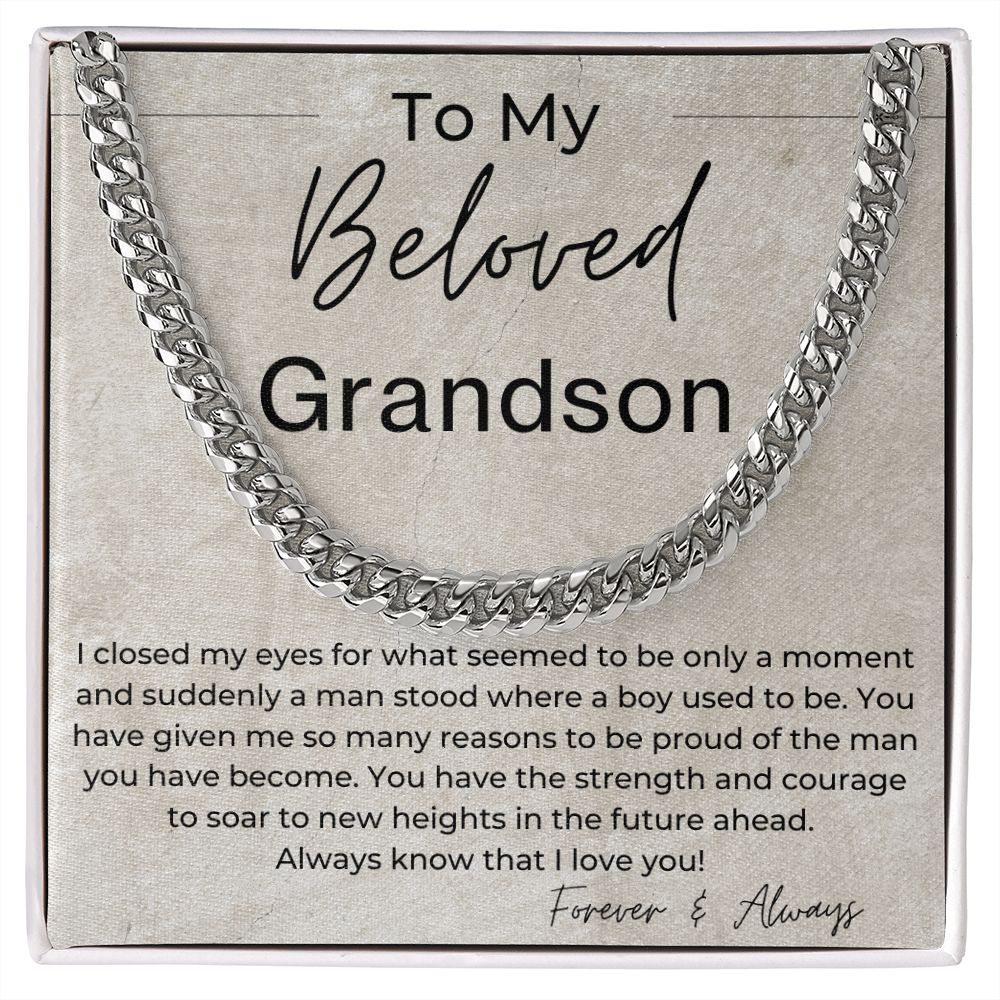You Have The Strength And Courage To Soar - Gift for My Grandson - Cuban Linked Chain Necklace - Jewelry - Personalized Gift