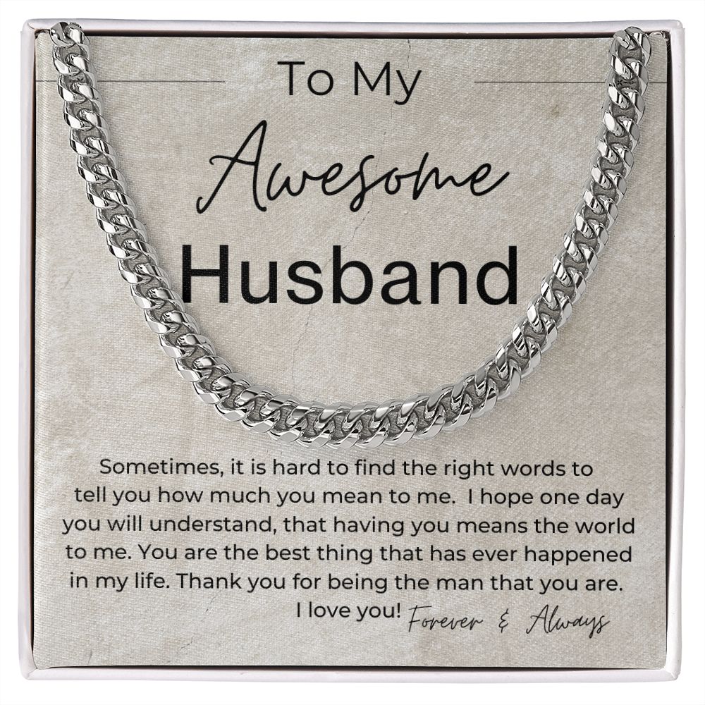 You Mean The World To Me - Gift for Husband - Linked Chain Necklace - Jewelry - Personalized Gift