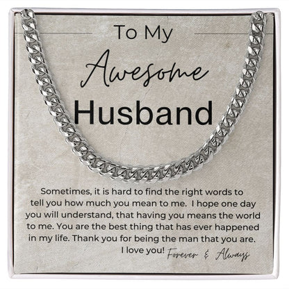 You Mean The World To Me - Gift for Husband - Linked Chain Necklace - Jewelry - Personalized Gift
