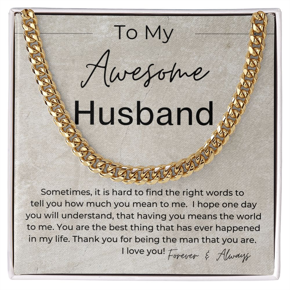You Mean The World To Me - Gift for Husband - Linked Chain Necklace - Jewelry - Personalized Gift
