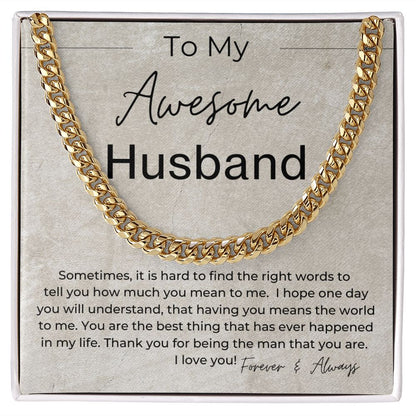 You Mean The World To Me - Gift for Husband - Linked Chain Necklace - Jewelry - Personalized Gift