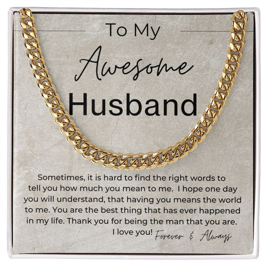 You Mean The World To Me - Gift for Husband - Linked Chain Necklace - Jewelry - Personalized Gift