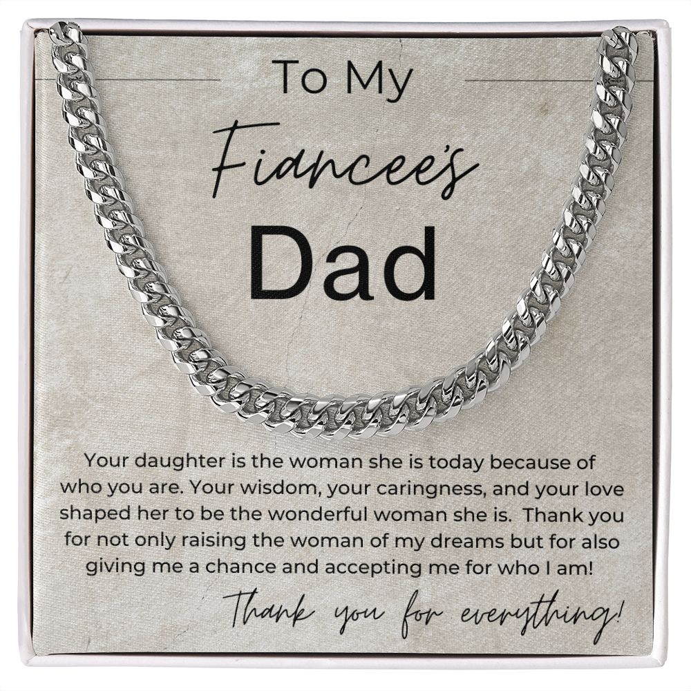 You Raised The Woman Of My Dreams - Gift for Fiancées Dad - Linked Chain Necklace - Jewelry - Personalized Gift