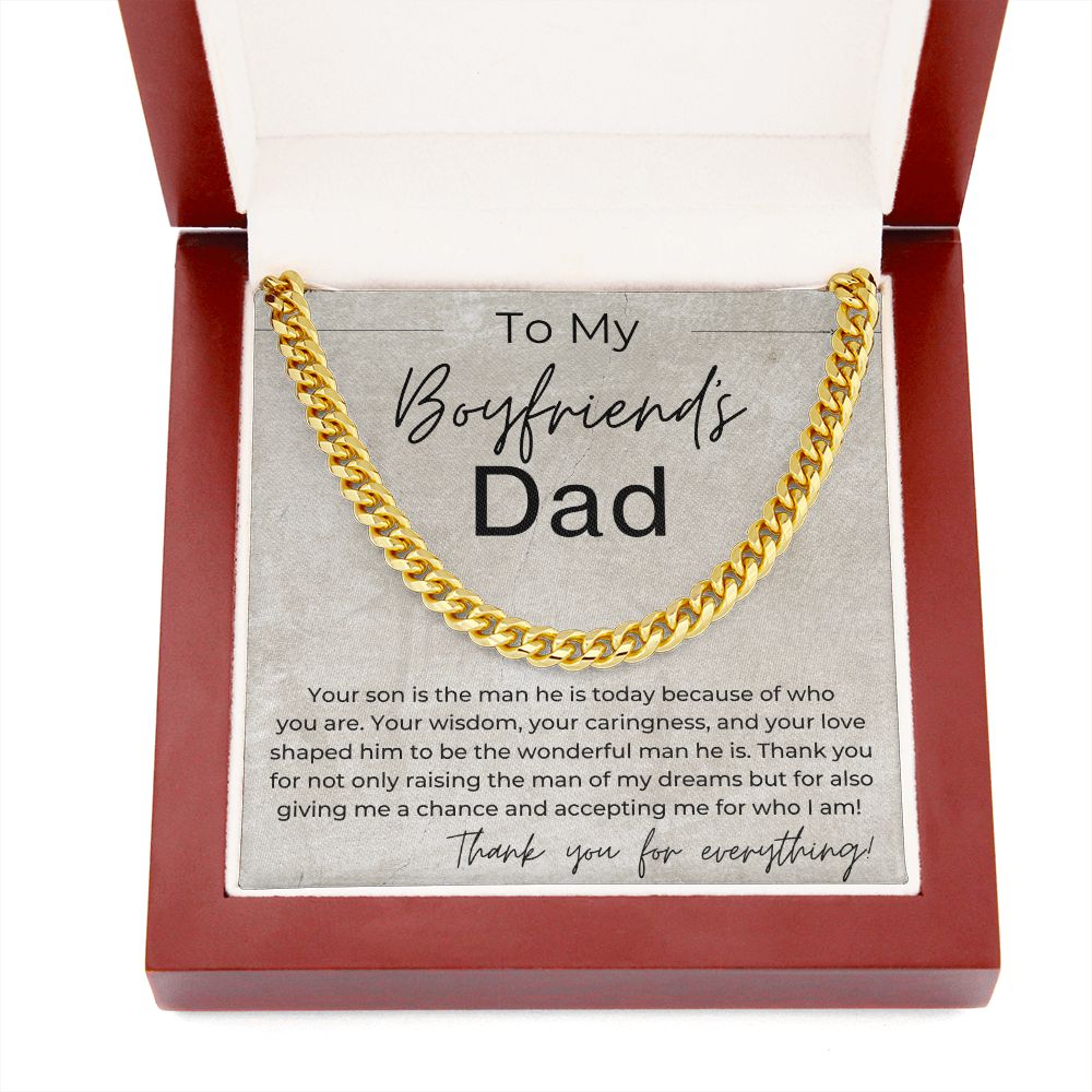 Your Son Is the Man He Is Today Because Of You - Gift for Boyfriend's Dad - Linked Chain Necklace - Jewelry - Personalized Gift