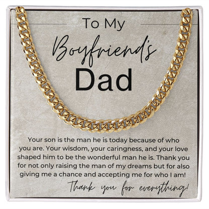 Your Son Is the Man He Is Today Because Of You - Gift for Boyfriend's Dad - Linked Chain Necklace - Jewelry - Personalized Gift
