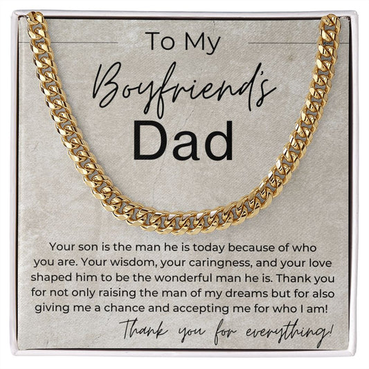 Your Son Is the Man He Is Today Because Of You - Gift for Boyfriend's Dad - Linked Chain Necklace - Jewelry - Personalized Gift