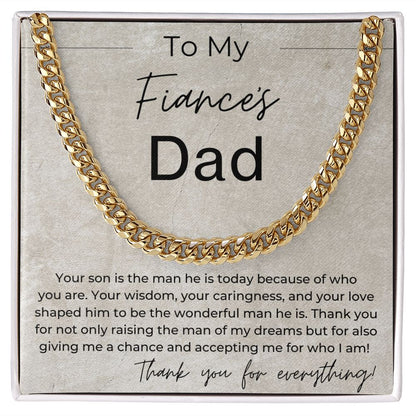 Your Son Is the Man He Is Today Because Of You - Gift for Fiance's Dad - Linked Chain Necklace - Jewelry - Personalized Gift